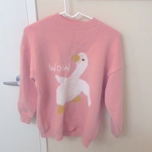 Pink “Wow” Goose Sweater
